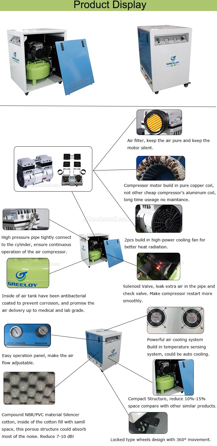 Greeloy® Air Compressor With Drier and Silent Cabinet GA-61XY